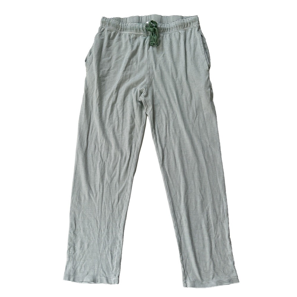 LAKE Pajama Pants Medium Women's Green Striped Pima Cotton Lounge Preppy